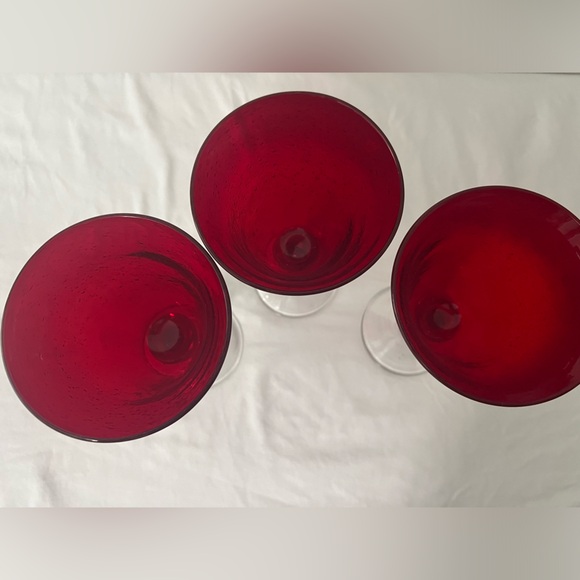 Lot of 3 VTG Ruby red blown glasses - Picture 4 of 4
